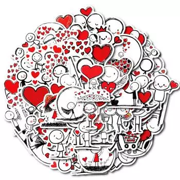 50 Stick Lines Злодей Граффити Наклейка Красная Любовь Личность Мультфильм Сделай Сам Рука Счет Наклейка