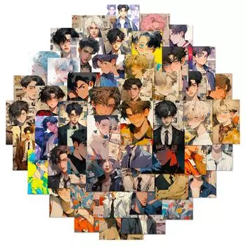 50 Стикеров с Красивыми Мальчиками Мультяшный Ветер Мужская Голова Блокнот Наклейки для Водяного Стакана Водонепроницаемые Наклейки