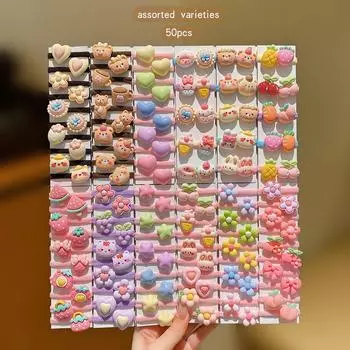50 styles of random rubber bands, cute cartoon hair accessories suitable for daily use