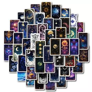50 таинственных наклеек с изображением звездного неба и цветов, водонепроницаемые наклейки для чехлов для телефонов, багажа, ноутбуков