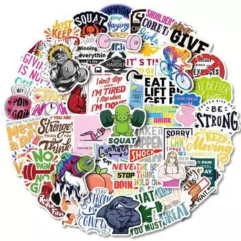 50 Текстовых стикеров для культуры тренажерного зала Вдохновляющие стикеры Солнце любит спорт Жизнь Креативные декоративные стикеры
