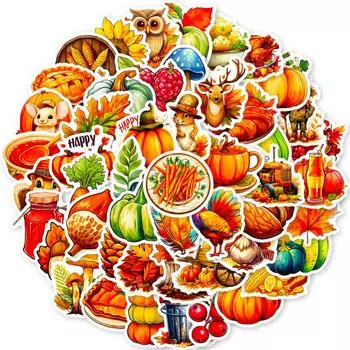 50 Thanksgiving Stickers Turkey Cartoon Animals Kids Stickers Thanksgiving Graffiti Decoration Temu