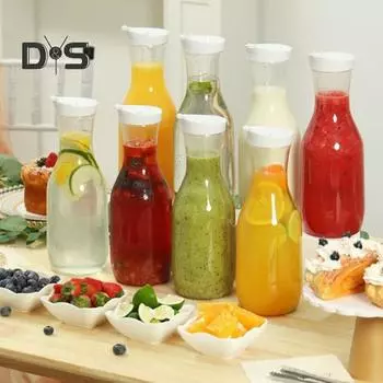 50 унций графин для сока с крышками герметичный кувшин для напитков для хранения в холодильнике легко наливаемый контейнер для молока бутылки для напитков для бара морозильника Sets