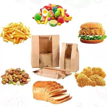 50 упаковок бумажных хлебных пакетов с прозрачным окошком для домашнего хлеба, заквасочных тостов, водонепроницаемые, прочные на разрыв крафт-бумаги S