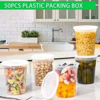 50 упаковок, пластиковые герметичные контейнеры для пищевых продуктов, крышки для супа, не содержащие BPA, с контейнером для хранения, герметичные контейнеры, микроволновая печь с морозильной камерой S