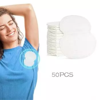 50 упаковок подушечек для пота под мышками, подушечек для подмышек для женщин и мужчин, защита от пота премиум-класса для борьбы с гипергидрозом, одноразовые подушечки для подмышек One Size белый