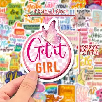 50 Вдохновляющих Английских Текстовых Ins Wind Мультяшных Граффити Наклеек Сделай Сам Декоративные Наклейки для Ежедневника