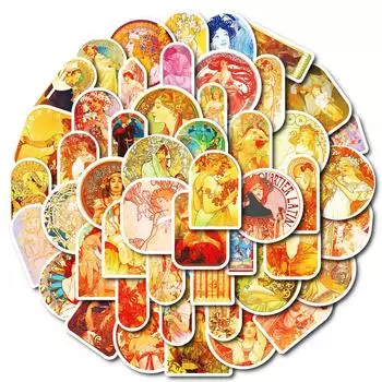 50 Водонепроницаемых стикеров на тему искусства Муксиа Сделай сам Чехол для мобильного телефона Скейтборд Ноутбук Украшение