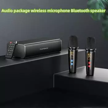 50 Вт домашний настольный аудиосистема KTV, беспроводной пульт дистанционного управления, двойной микрофон, портативный Bluetooth-динамик, сабвуфер, караоке-машина чёрный