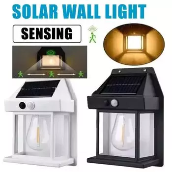 50 Вт солнечная индукционная ретро настенная лампа уличная трехрежимная лампа водонепроницаемая вольфрамовая нить накаливания индукционная садовая лампа водонепроницаемая black-20w