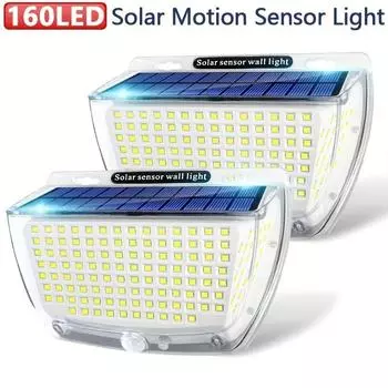 50 Вт солнечный свет 160 светодиодов уличное украшение сада IP65 водонепроницаемый солнечный настенный светильник датчик движения светильники для забора для двора, лужайки, подъездной дороги 40W
