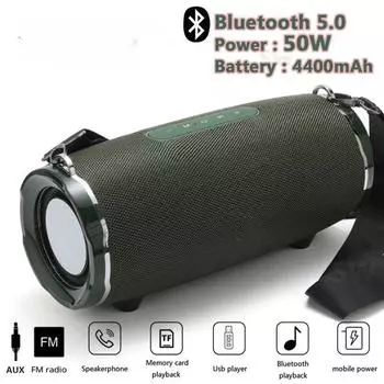 50 Вт Высокая мощность Bluetooth-динамик Водонепроницаемая портативная колонка для ПК Компьютерные колонки Сабвуфер Бум-бокс Музыкальный центр FM TF красный