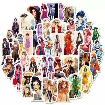 50 винтажных постеров Wind Flower Season Girl Наклейки для путешествий Багаж Наклейки для блокнотов