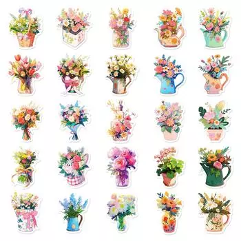 50 высококачественных цветочных серий, держащих в руках красочные цветы, граффити-наклейки, декоративные наклейки для багажа