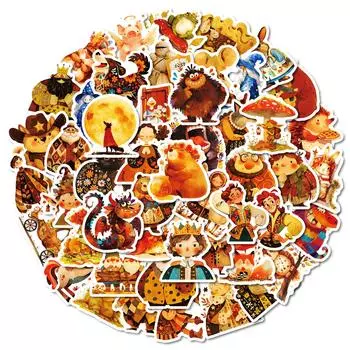 50 высококачественных мультяшных наклеек-граффити, нарисованных вручную, водонепроницаемые декоративные наклейки