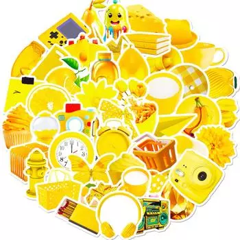 50 Yellow Ins Wind Small Fresh Vsco Sticker Girl Water Cup Water Bottle Sticker Ins Cartoon