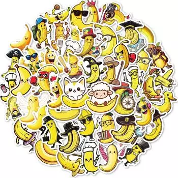 50 Забавных Мультяшных Наклеек Человек-Банан Разные Выражения Креативные Украшения для Ноутбука, Ручного Аккаунта, Материала