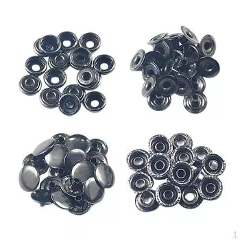 50 застежек-кнопок для пришивания кожаной сумки, пальто, джинсов - черные, 15 мм