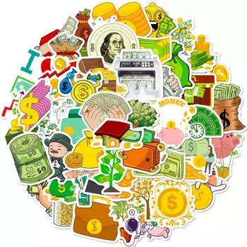 50 Золотых Монет Граффити Наклейки Независимые Креативные DIY Повторяющиеся Наклейки Декоративные Водонепроницаемые Наклейки Рука