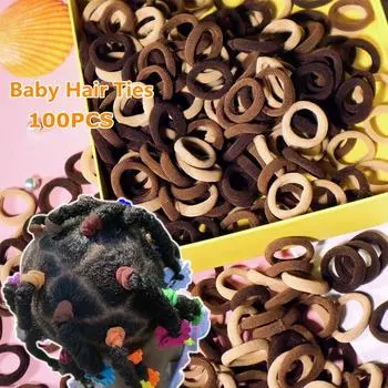 50CS коричневые милые эластичные резинки для волос для девочек, детские маленькие резинки для волос, мягкий хлопковый держатель для хвоста, повязки на голову, аксессуары для волос