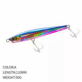 50G/110MM Useful Tackle Minnow Lures Sinking Pencil Sinking Minnow Baits Fish Hooks Winter Fishing Color A