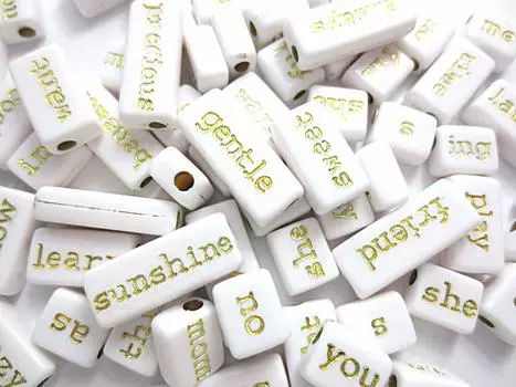 50g Gold English Letter Pattern Beads Rectangle Mixed Assortment Craft Materials Huey h1446s42 24mm~10mm