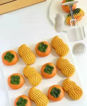 50g Peanut Persimmon Moon Cake Mold Cookie Stamp Frame Rice Cake Pastry Dessert Mid Autumn Festival Baking Decorations