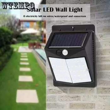 50LED настенное наружное освещение солнечный уличный фонарь супер яркий IP65 водонепроницаемый PIR датчик садовая лампа 50LED чёрный