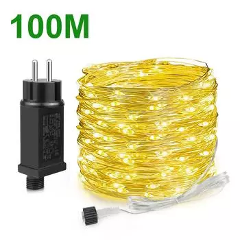 50M 100M LED Christmas Lights 110V 220V Fairy Garland String Light Waterproof For Outdoor Garden Room New Year Party Decoration 10M-100LEDs