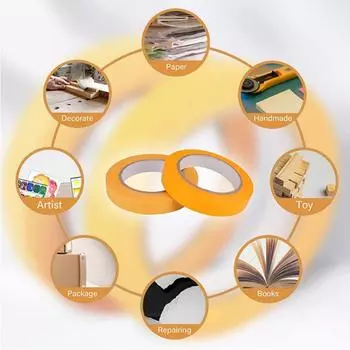 50M/20M/18M желтая клейкая лента, текстурированная бумажная лента для украшения автомобиля, бесшовная ручная работа без следов для покраски 2mm 18M