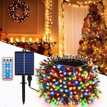 50M солнечные гирлянды для улицы, водонепроницаемые, 500 светодиодных солнечных рождественских фонарей, 8 режимов, наружные солнечные фонари для деревьев, патио, двора, свадебные садовые украшения