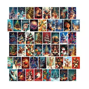 50pc Christmas Series Wall Card Holiday Postcard Decoration Card One Size