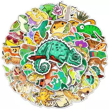 50 шт. Наклейки с изображением ящериц из мультфильма, наклейки для багажа в формате Vtube, наклейки для кружек, наклейки для украшения ноутбука