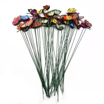 50Pcs 3D Simulation Butterflies Garden Yard Nursery Colorful Butterfly Stakes Decoracion Outdoor Decor Flower Pots Decor CHINA