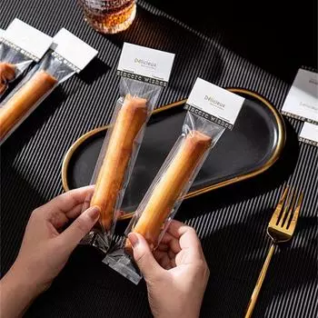 50Pcs 4.5x22cm Long Transparent Clear Plastic Packaging Bags Baking Dessert Finger Biscuit Glutinous Rice Boat Packing other