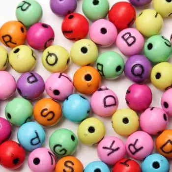 50Pcs 7.5mm Loose Spacer Alphabet Round Acrylic Letter Beads for Jewelry Making DIY Bracelet Handmade Gifts DIY Accessories