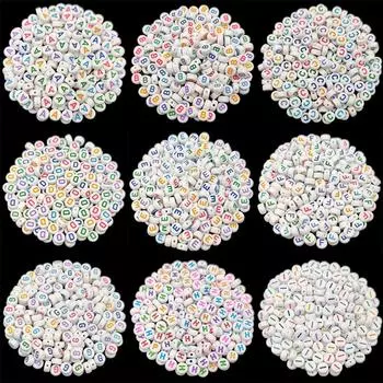 50Pcs 7mm Jewelry Making Colorful Letter DIY For Necklace Bracelet Wholesale Pendant Loose Beads Accessories 7