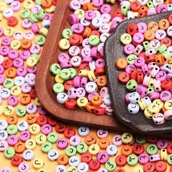 50 шт. 7 мм разноцветные сплющенные арабские буквы бусины DIY ювелирные изделия браслет аксессуары для детей раннего образования детали