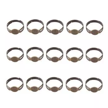 50Pcs 8Mm Flat Pad Ring Bases Diy Blank Findings For Jewelry Making Adjustable серебряный