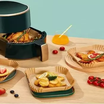 50PCS Air Fryer Paper Holder Paper Round Baking Blotter Paper Food Grade Leakproof Non-stick Food Pad Paper