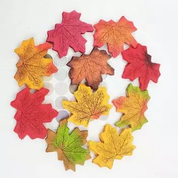 50Pcs Artificial Maple Leaves for Home Decoration, Simulation Fake Fall Leaves, Autumn Leaves, Wedding Party, Fabric