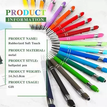 50Pcs Ballpoint Pen With Stylus Nib Black Ink Metal Pen Hand Writing Pen For Touch Screen 2-in-1 Stylus 1.00mm 25 Colors Mixed чёрный