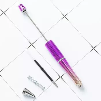50Pcs Beadable Pen Bead Ballpoint Pen Plastic UV Electroplating Ball Pen 10 colors 10 Colors Mixed чёрный