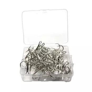 50pcs/box Treble Hooks Round Bend Triple Fishing Hook High Carbon Steel Barbed Sharp Fishhook for Surf Fish Freshwater Saltwater 10
