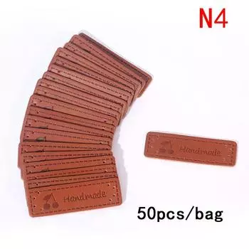 50Pcs Brown Made With Heart Pu Кожа Этикетка ручной работы Теги Diy Швейные ремесла
