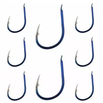 50Pcs Carbon Steel Ghost Tooth Hooks Bass Izu Fish Hook Blue Fishing Hooks Freshwater 6