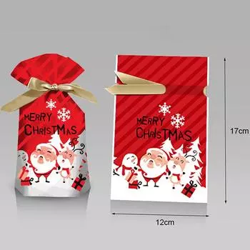 50Pcs Christmas Gift Cartoon Bag Gift Box Candy Biscuit Bag Decoration Christmas Party Gift Bag Children Birthday Party Supplies