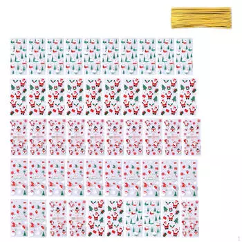 50Pcs Christmas Treat Bags,Christmas Party Bag,Christmas Supplies,Clear Candy