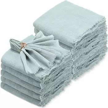 50 шт. хлопчатобумажные льняные салфетки с бахромой мягкие салфетки ручной работы 32x32 см многоразовые квадратные деревенские салфетки оптом для свадьбы светло-зеленый