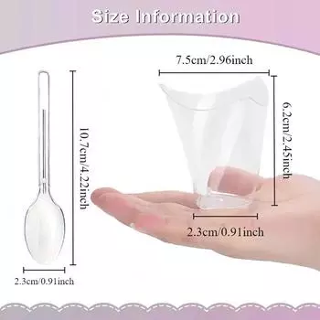 50PCS Disposable Plastic Dessert Cups Twisted Triangle Birthday Transparent Party Ice Cream Mousse Christmas Food Container